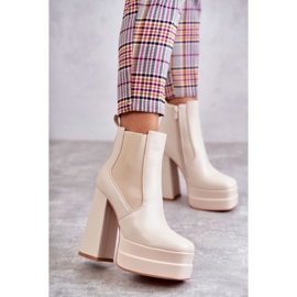 WS1 Botas De Mujer De Piel Ecológica Con Tacón Masivo Beige Jones 8