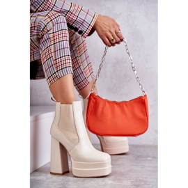 WS1 Botas De Mujer De Piel Ecológica Con Tacón Masivo Beige Jones 12