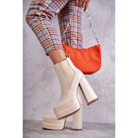 WS1 Botas De Mujer De Piel Ecológica Con Tacón Masivo Beige Jones 11