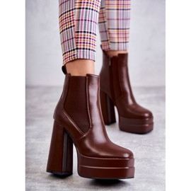 Botas De Mujer De Ecopiel Con Tacón Masivo Marrón Jones 2