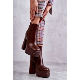 Botas De Mujer De Ecopiel Con Tacón Masivo Marrón Jones 3