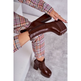Botas De Mujer De Ecopiel Con Tacón Masivo Marrón Jones 10