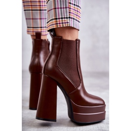 Botas De Mujer De Ecopiel Con Tacón Masivo Marrón Jones 4