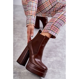 Botas De Mujer De Ecopiel Con Tacón Masivo Marrón Jones 6