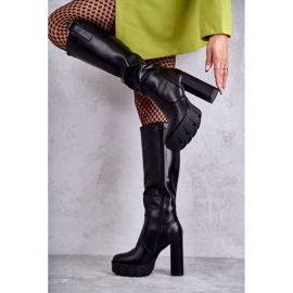 WS1 Botas de cuero ecológico de moda en la plataforma Black Isabell negro 3