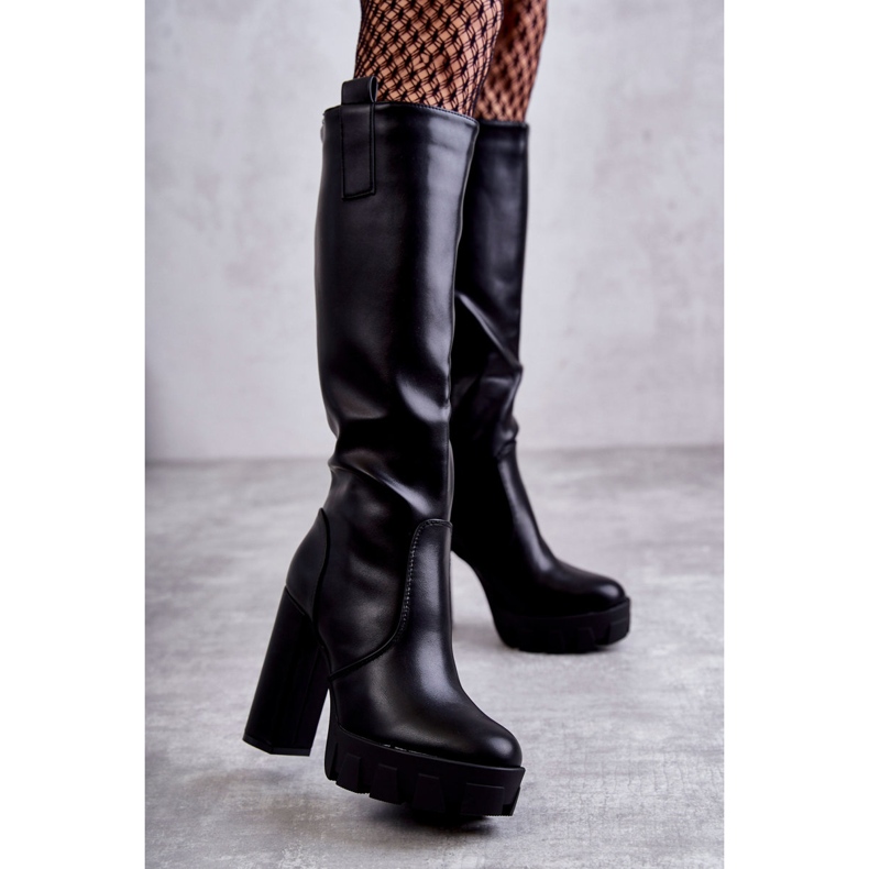 WS1 Botas de cuero ecológico de moda en la plataforma Black Isabell negro 1 WS1 Botas de cuero ecológico de moda en la plataforma Black Isabell negro 1