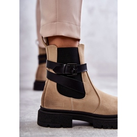 FE1 Botas Calientes de Mujer Botas Jodhpur Con cinturón Beige Jose 2
