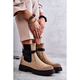 FE1 Botas Calientes de Mujer Botas Jodhpur Con cinturón Beige Jose 7