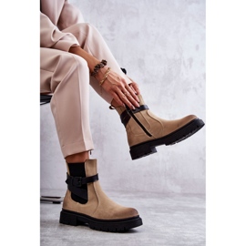 FE1 Botas Calientes de Mujer Botas Jodhpur Con cinturón Beige Jose 8