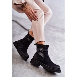 FE1 Botas Calientes De Mujer Botines Jodhpur Con Cinturón Negro Jose 6