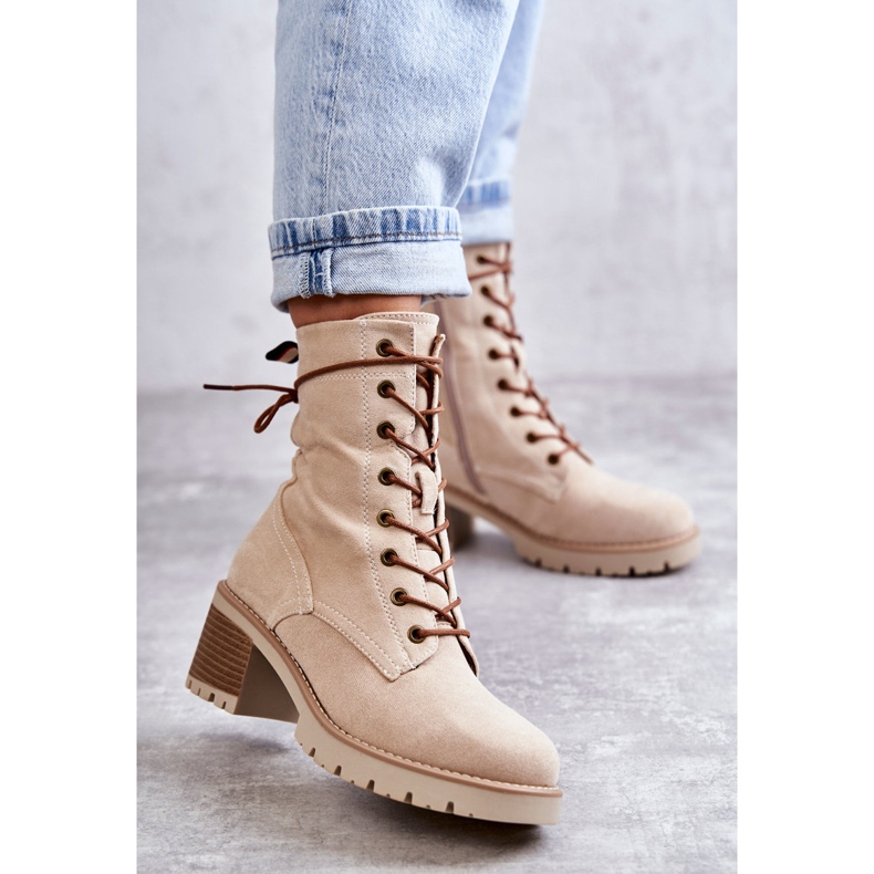 FE1 Botas Calientes De Mujer Con Tacones Altos Beige Julieta 1