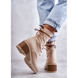 FE1 Botas Calientes De Mujer Con Tacones Altos Beige Julieta 3