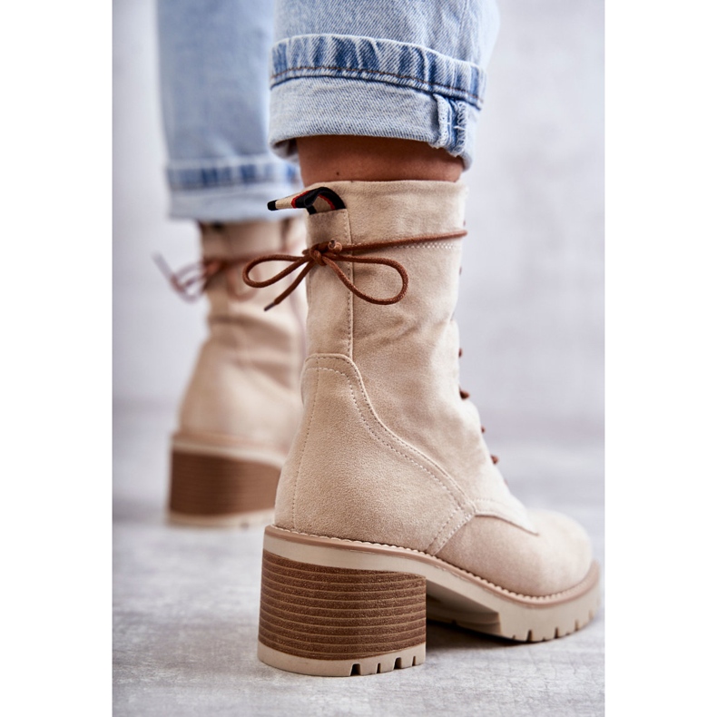 FE1 Botas Calientes De Mujer Con Tacones Altos Beige Julieta 2