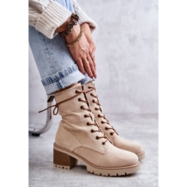 FE1 Botas Calientes De Mujer Con Tacones Altos Beige Julieta 8
