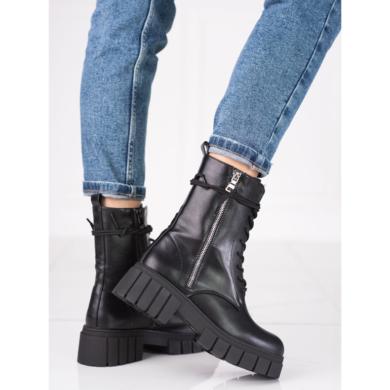 Shelovet trabajadoras de mujer con una cremallera decorativa en la parte superior negro 1