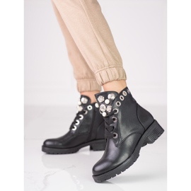 Botas de mujer con cordones y adornos Shelovet negro 1