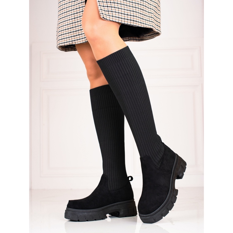 Botas Shelovet de mujer con empeine flexible negro 1