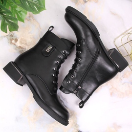 Botines Filippo negros con cordones y cremallera 3
