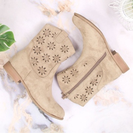 Botines cowboy mujer ante calados beige Jezzi JEZ368B 2
