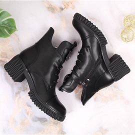 Botas de mujer de piel Artiker negras en el poste negro 2