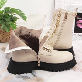 Botines mujer en piel con cadena insulados beige Artiker 5