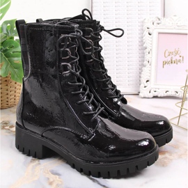 Botas trapper aisladas y lacadas en negro Jezzi JEZ369 2