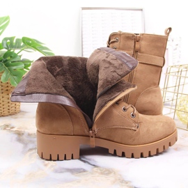 Botas de senderismo para mujer con bolsillo, con aislamiento, beige Jezzi, ante 3