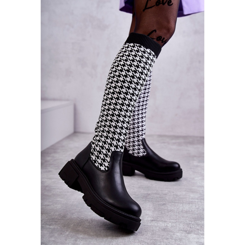 Botas Calcetín Mujer Negro-Blanco Avira 1 Botas Calcetín Mujer Negro-Blanco Avira 1