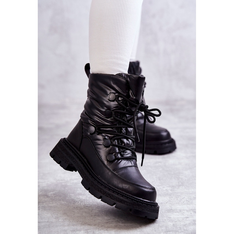 Botas de nieve con cordones para mujer GOE KK2N4017 Negro 2