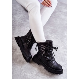 Botas de nieve con cordones para mujer GOE KK2N4017 Negro 8