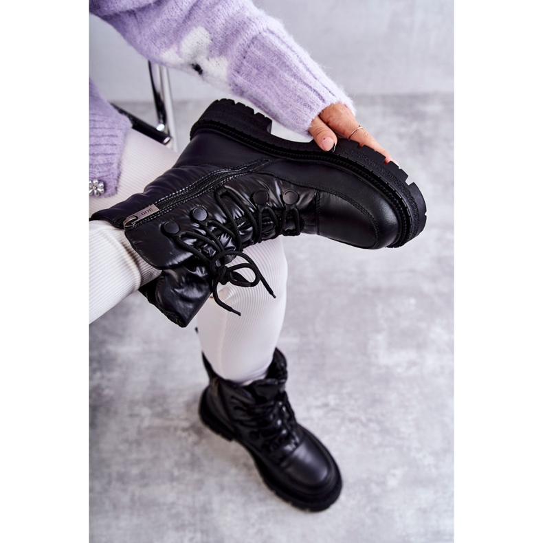 Botas de nieve con cordones para mujer GOE KK2N4017 Negro 1