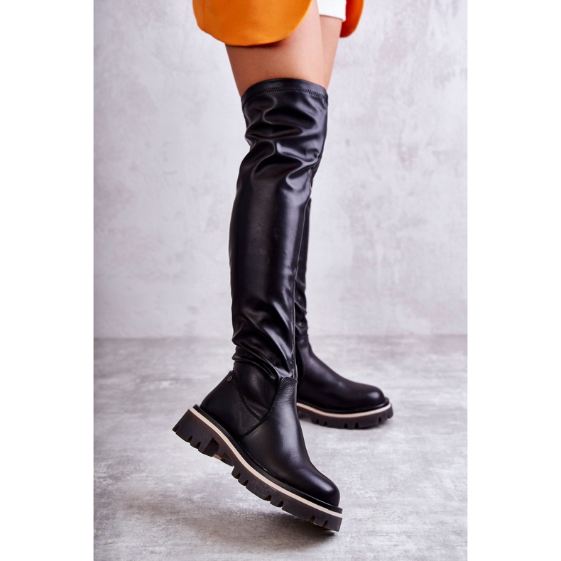 Botas de piel sobre la rodilla GOE KK2N4024 Negro 1