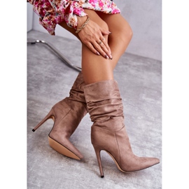 Botas Arrugadas Mujer Marrón Laguna Boots beige 5