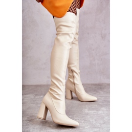 Botas Tacón Piel Casto Beige 1