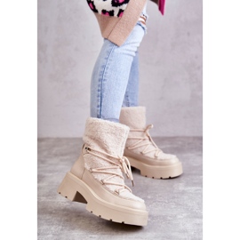 FS1 Botas De Nieve De Mujer Con Piel De Oveja Beige Sanna marrón 9