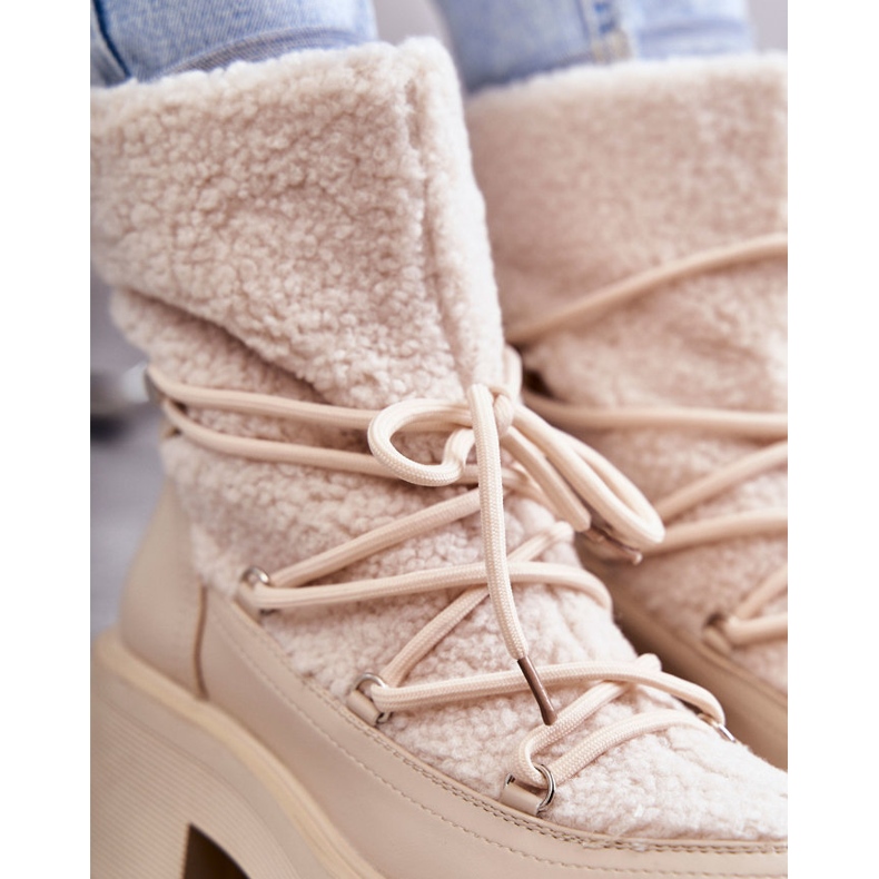 FS1 Botas De Nieve De Mujer Con Piel De Oveja Beige Sanna marrón 1