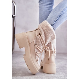 FS1 Botas De Nieve De Mujer Con Piel De Oveja Beige Sanna marrón 2