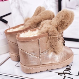 Botas de nieve para niños con pelo con orejas Conejito de oro rosa dorado 3