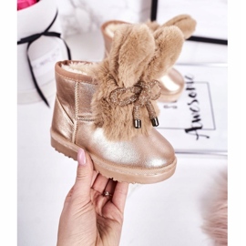Botas de nieve para niños con pelo con orejas Conejito de oro rosa dorado 2