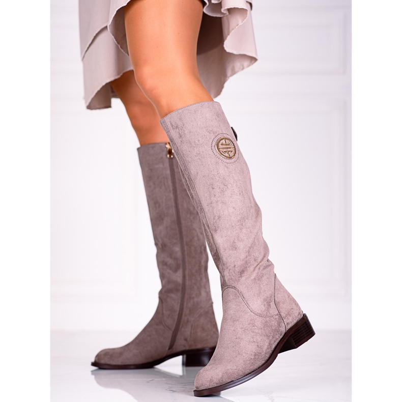 Botas de mujer con deslizador Shelovet decorativo beige 1