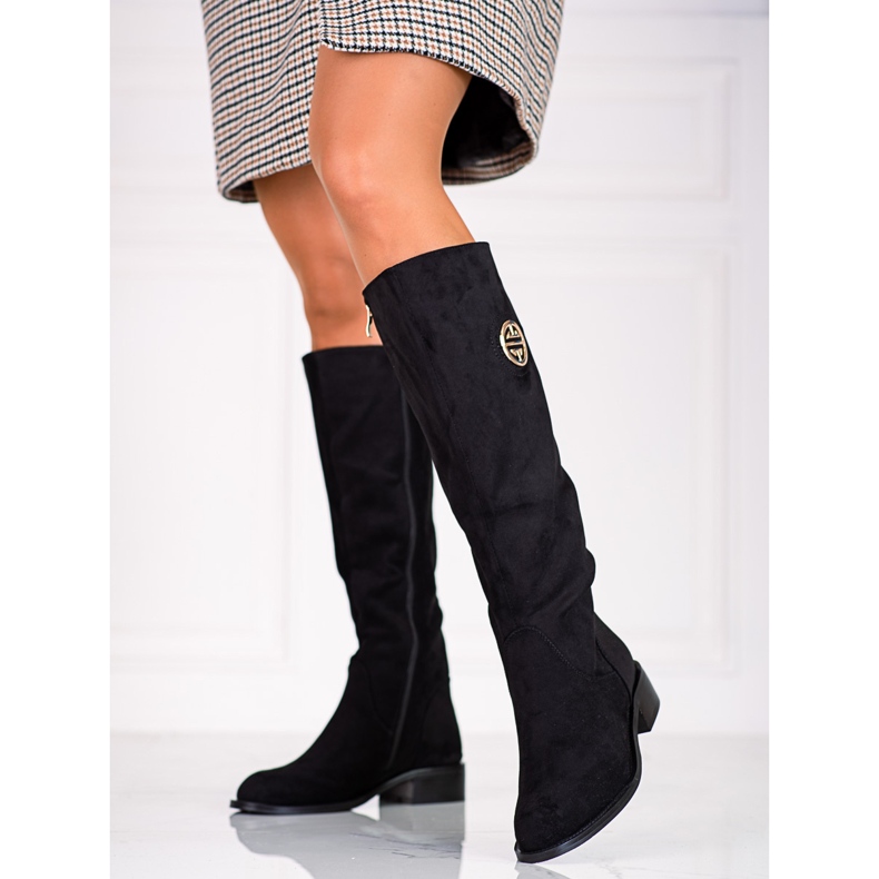 Botas negras para mujer con cremallera Shelovet decorativa negro 2