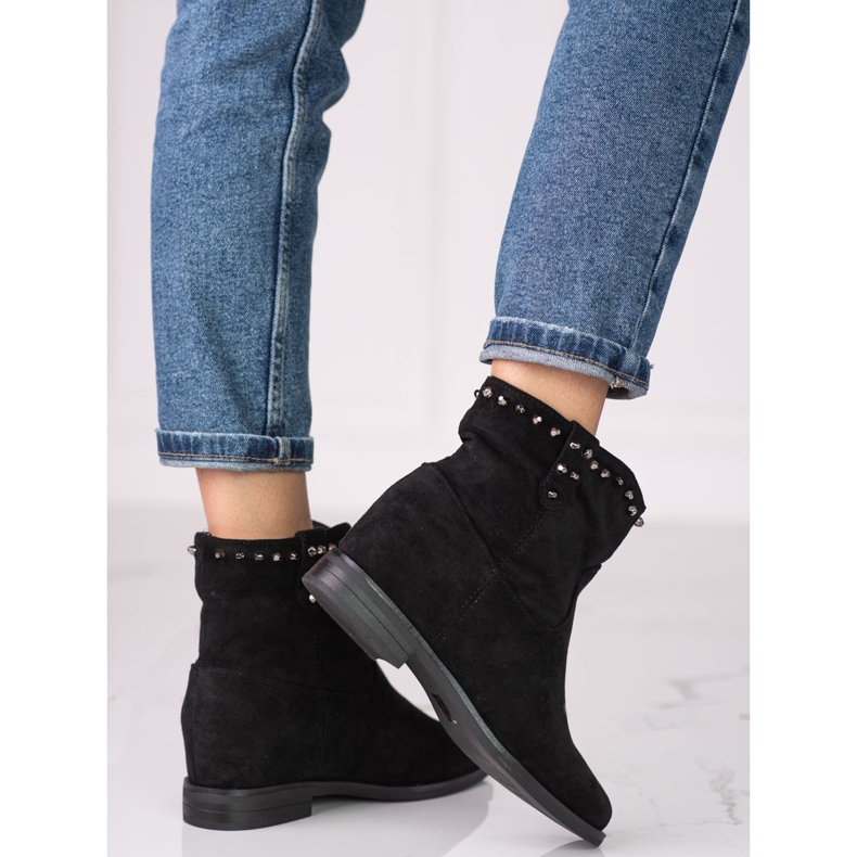 Botas de mujer de ante con cuña Shelovet negro 1