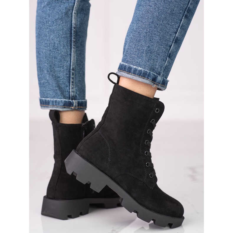 Bolsos de mujer Shelovet en ante negro con cordones 1