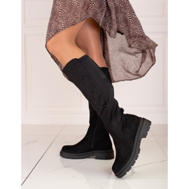 Botas de mujer Black Vinceza fabricadas en ante ecológico negro 1