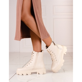 Botas de mujer Shelovet con cremallera decorativa, beige 2