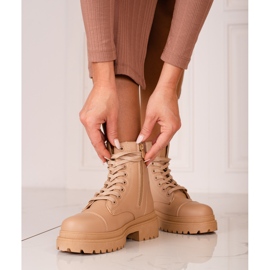 Shelovet botas beige con cordones para mujer 2