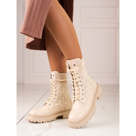 Ropa de trabajo de mujer beige con cordones y parte superior Shelovet flexible 2