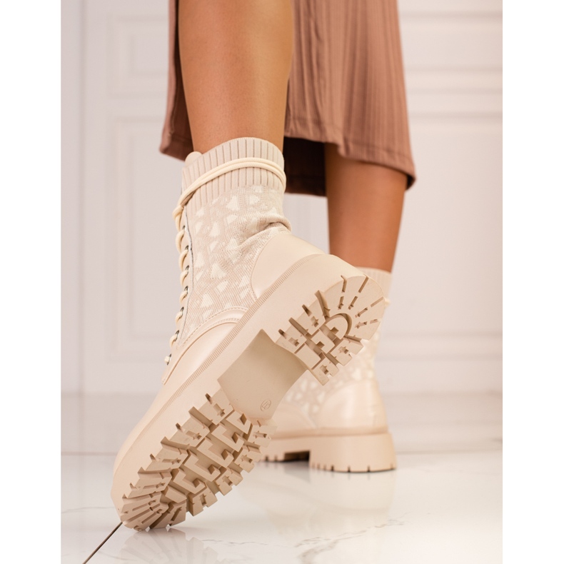 Ropa de trabajo de mujer beige con cordones y parte superior Shelovet flexible 1