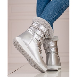 Botas de nieve para mujer en la plataforma plateada Shelovet. 2
