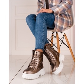 Botas de nieve de mujer marrones con cordones Shelovet marrón 2